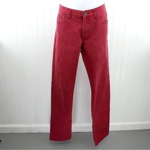 Aeropostale Bowery Slim Straight Jeans Red Cotton 98% Size 34/32